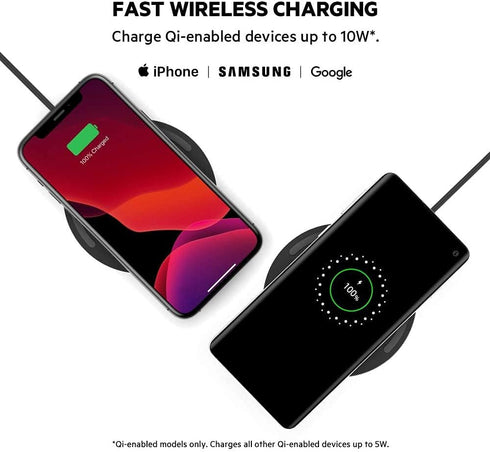 Belkin Quick Charge Wireless Charging Pad - 10W Qi-Certified Charger Pad for Apple iPhone, Samsung Galaxy, Pixel,
