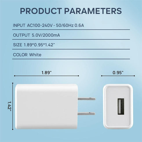 Wall Charger Cube 5V2A USB Power Supply Charging Block Universal Wall Plug Brick Portable Travel Fast Charger for