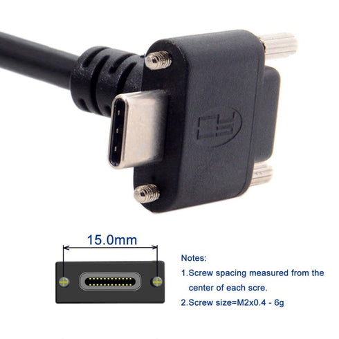 chenyang USB 3.0 to USB C 90 Degree Angled Data Cable with Panel Mount Screw for Industrial Camera - 5.0M