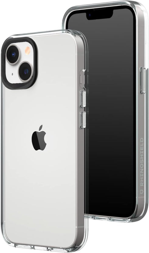 RhinoShield Crystal Clear Case for iPhone 13/14 - High Transparency, Yellowing Resistance, Customizable - Black Camera