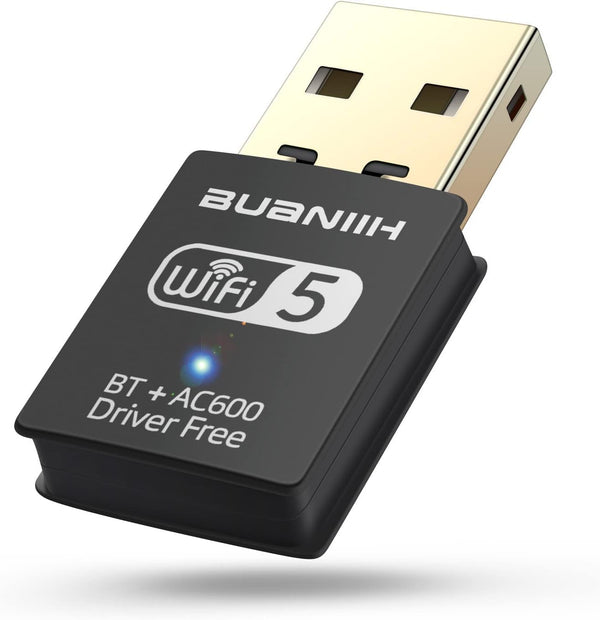 WiFi Adapter for Desktop PC, USB WiFi Adapter, Bluetooth WiFi 2-in-1, 600Mbps Dual Band Wireless Network, Plug and Play