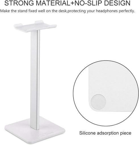 Headphone Stand Headset Holder with Aluminum Supporting Bar - Flexible Anti-Slip Earphone Stand for All Headphones