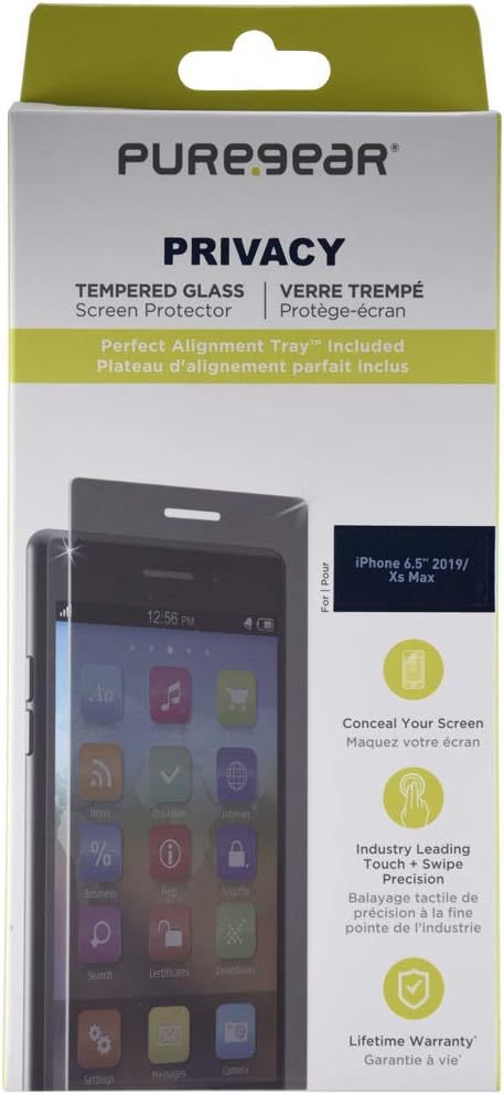 Protect your privacy with PureGear Privacy Tempered Glass Screen Protector for iPhone 11 Pro Max. Touch sensitive, case