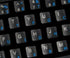 4Keyboard Dvorak Simplified Keyboard Stickers with Blue Lettering ON Transparent Background