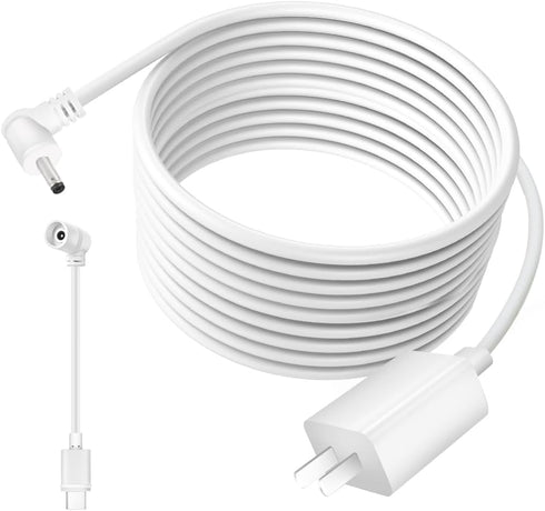 HNncheny Power Adapter Compatible Ring Camera,17Ft Type C Power Cable -White (USB Port)