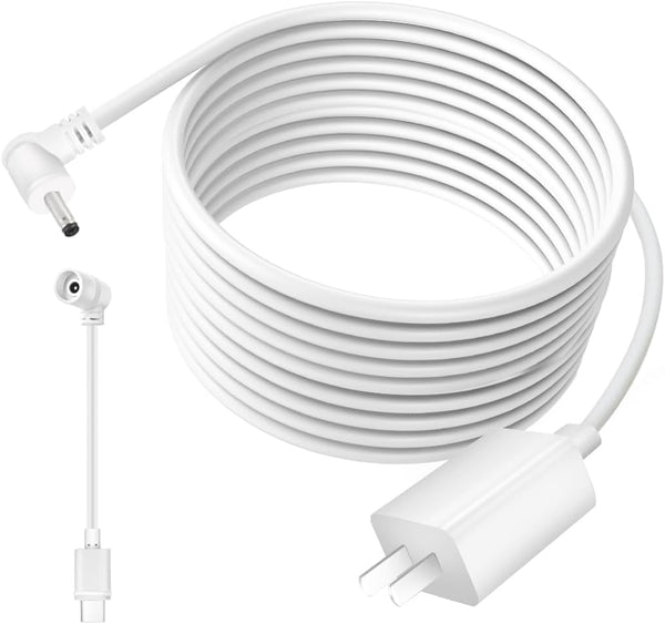 HNncheny Power Adapter Compatible Ring Camera,17Ft Type C Power Cable -White (USB Port)