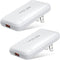 Costyle Slim Flat USB Wall Charger 2 Pack, 18W GaN Tech Fast Charge 3.0, Foldable Plug, White, Compatible for Samsung