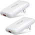 Costyle Slim Flat USB Wall Charger 2 Pack, 18W GaN Tech Fast Charge 3.0, Foldable Plug, White, Compatible for Samsung