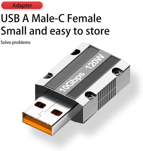 USB C Female to USB Male Adapter, Zinc Alloy Double-Sided USB A to Type C with 10Gbps Data Transfer & PD100W