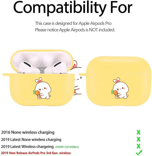 MAYCARI Carrot Rabbit Case for AirPods Pro, Cute Animal Design Protective Soft TPU Cover, Yellow