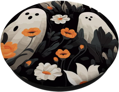 PopSockets Standard PopGrip | Cute Funny Halloween Spooky Ghost in Flowers Floral Pattern