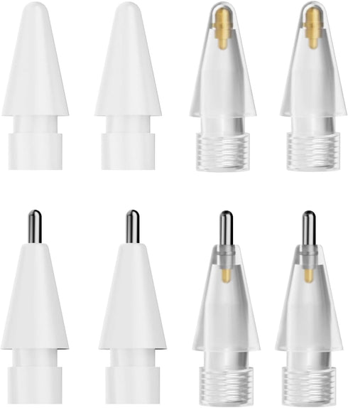 8 Pack Apple Pencil Tips, Upgraded Replacement Pencil Nibs Compatible with Apple Pencil 1st/2nd Generation, iPad Pro Pencil Tips, Wear-Resistant Pen Stylus Tip, Plastic & Metal Apple Tips