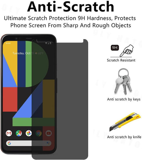 VIESUP Privacy Screen Protector for Google Pixel 4 XL 6.3" - 2pcs Ultra Thin Anti-Scratch Anti-Spy Tempered Glass