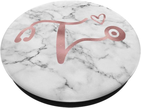 Cute Rose Pink Letter T Initial Monogram Nurse Stethoscope PopSockets PopGrip for Phones & Tablets