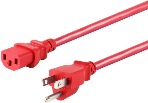 Monoprice 2ft Power Cord - NEMA 5-15P to IEC 60320 C13, 18AWG, 10A/1250W, 125V, 3-Prong, Red
