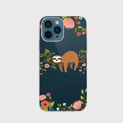 Blingy's Cute Sloth Pattern Phone Case for iPhone 13 Pro, Transparent Soft TPU Protective Clear Case