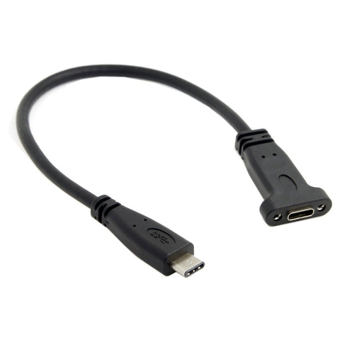 cablecc USB-C USB 3.1 Type C Male to Female Extension Data Cable with Panel Mount Screw Hole