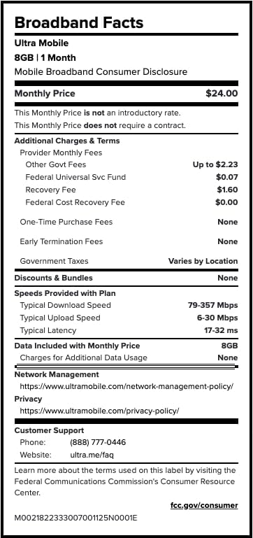 Ultra Mobile $24/mo. 8GB 5G 4G 1 (3-in-1 Prepaid Phone Plan with Unlimited Talk, Text, & of LTE Data for Month SIM Card
