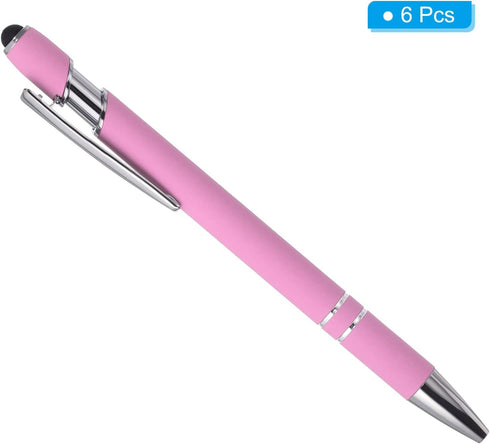 PATIKIL 6 Pack Ballpoint Pen with Stylus Tip, 2 in 1 Metal Pen, Light Purple, Black Ink 1.0mm Medium Point