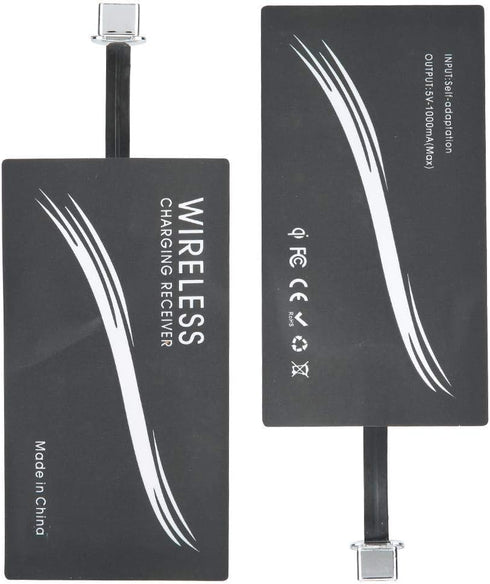 ASHATA 2Pcs Ultra Thin Type C QI Wireless Charging Receiver, 1000mA Fast Charging Qi Coil for All Type C Cell Phones