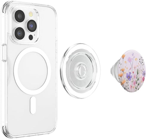 Cute Floral Pattern Wildflowers Pastel Pink PopSockets PopGrip for MagSafe