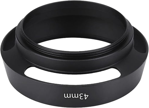 Camera Lens Hood, 43mm Black Metal Lens Hood with Plastic Lenses for Leica Photography Accessory