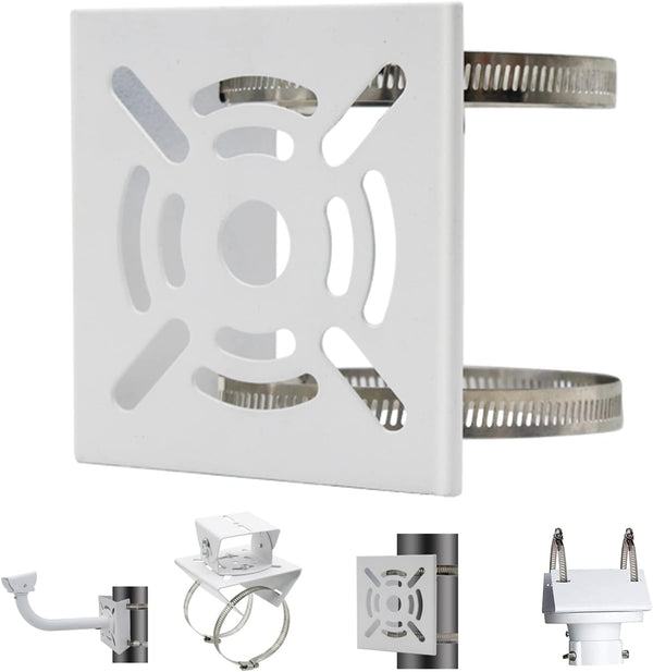 Universal Wall Mounting Bracket with 2 Loops, Vertical Pole Mount Adapter for CCTV Security Camera Indoor Outdoor