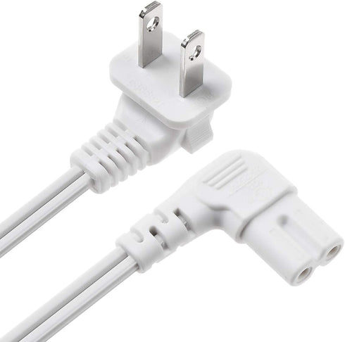 Universal 2 Prong Angled 18 AWG Power Cord - NEMA 1-15P to IEC320 C7 for PS4 PS3 Slim LED HDTV (6 Feet)