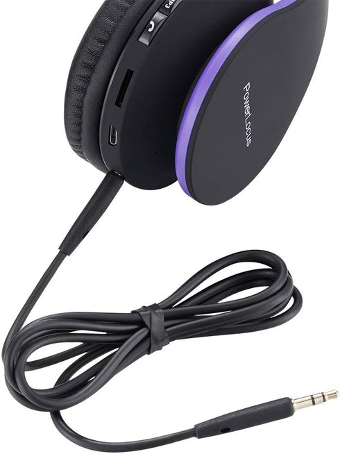Headsets PowerLocus Wireless Bluetooth Over-Ear Stereo Foldable Headphones, Wired Rechargeable with Built-in Microphone