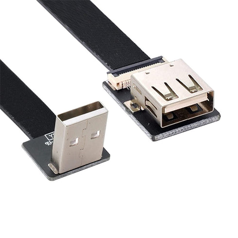 xiwai 2m Up Angled USB 2.0 Type-A Male to Female Extension Data Flat Slim FPC Cable for FPV, Disk, Scanner, Printer