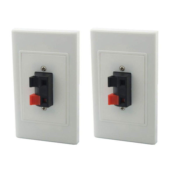 Speaker Wall Plates with Terminal Block Connector for Stereo Home Theater (2 Pack, 2 Terminal)