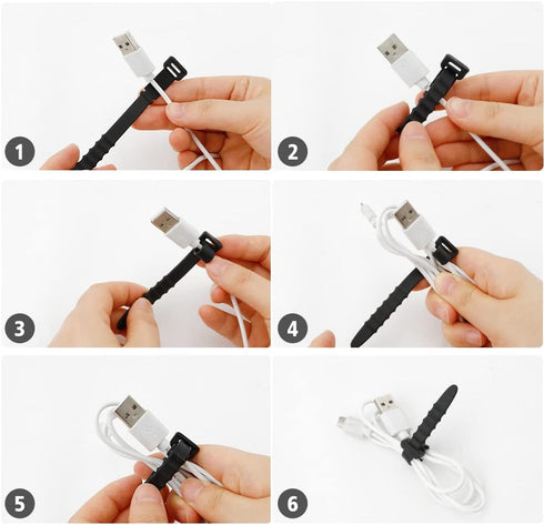 Reusable Zip Ties, Silicone Zip Ties, 20pcs Rubber Cable Ties, Fastening Cable Ties for Bags, Travel Items, Black