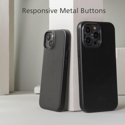 alto Magnetic Leather Case for iPhone 15 Plus and 14 Plus, Shockproof Italian Leather, 6.7 inch, Black