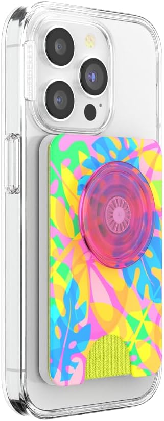 PopSockets Phone Wallet - Boca Palm, Expanding Grip, Adapter Ring for MagSafe, Wireless Charging Compatible