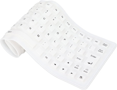 Roll-up Silicone Keyboard, Waterproof and Flexible USB Wired Keyboard, Lightweight Portable 85 Keys (White)