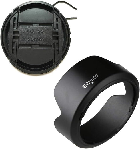EW-60F Lens Hood & 55mm Lens Cap Compatible with Canon M50II M50 M100 Camera kit EF-M 18-150mm F3.5-6.3 Lens (1+1 Pack)