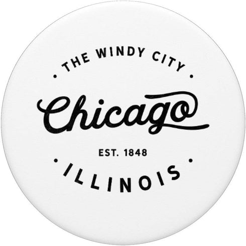 White Classic Retro Vintage Chicago Illinois Windy City PopSockets Grip and Stand for Phones and Tablets