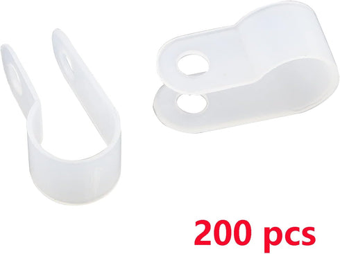 Antrader R-Type Cable Clamp - 1/4 Inch White Nylon Cable Organizer Clips, Pack of 200