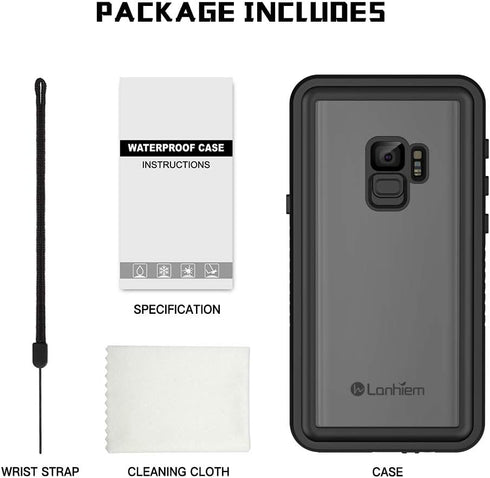 Lanhiem IP68 Waterproof Dustproof Case for Samsung Galaxy S9, Rugged Full Body Shockproof Cover with Built-in Screen