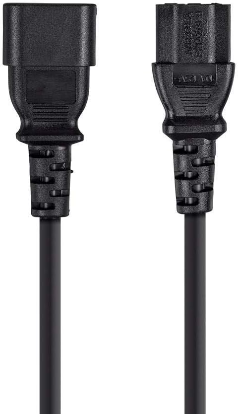 Monoprice 3-Prong Extension Cord - 10 Feet - Black | IEC 60320 C14 to C13, 18AWG, 10A, 125V