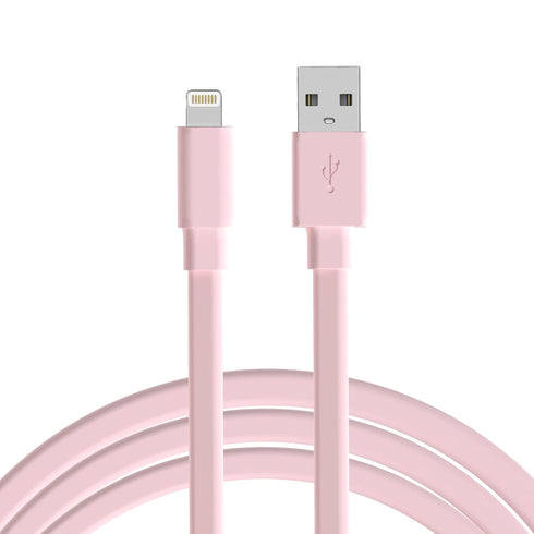 TALK WORKS Flat Lightning Charging Cable 5-7' Pale Pink for iPhone 14/Plus/Pro/Pro Max, 13/Pro/Pro Max, 12/11/10/8