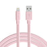 TALK WORKS Flat Lightning Charging Cable 5-7' Pale Pink for iPhone 14/Plus/Pro/Pro Max, 13/Pro/Pro Max, 12/11/10/8