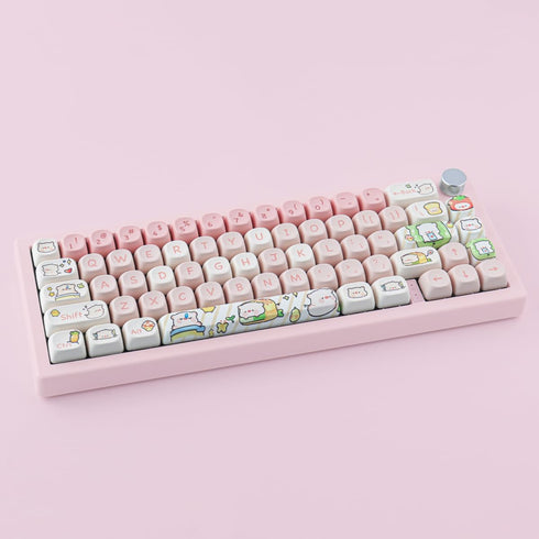 Hyekit PBT Keycaps, 145 Keys, Pink Pig Keycaps, Dye-Sublimation, MOA Profile Custom Keycaps for Cherry Gateron MX