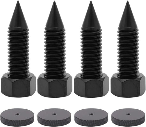 Flushbay 4 Pack Speaker Spikes, Adjustable Floor Protectors, M10 Black for Subwoofer, Turntable, Recorder