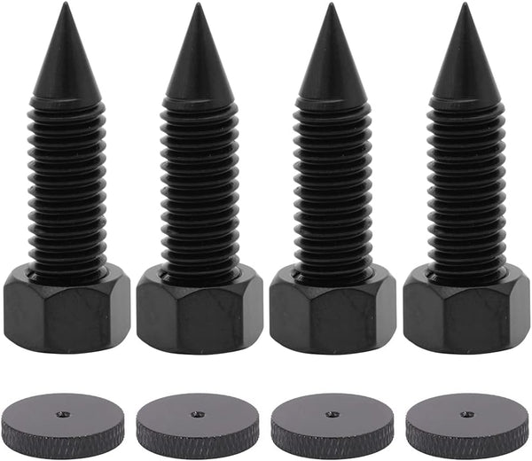 Flushbay 4 Pack Speaker Spikes, Adjustable Floor Protectors, M10 Black for Subwoofer, Turntable, Recorder