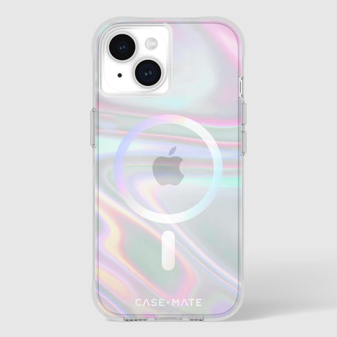 Case-Mate Soap Bubble iPhone 15 Case, 12ft Drop Protection, Compatible with MagSafe, Iridescent Swirl Effect