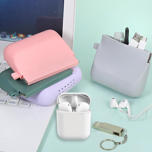 Silicone Headphone Organizer Wired Earbud Case Pouch, Portable Data Cable Organizer Case for Women and Men