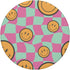 Retro Pink Yellow Twisted Swirl Happy Smiling Face Checkered PopSockets Swappable PopGrip