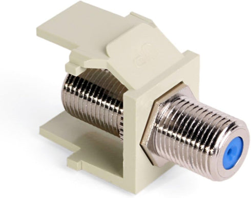 Leviton QuickPort F-Type Adapter, Nickel-Plated, 41084-FIF, Ivory