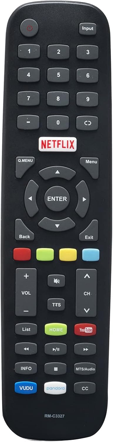 RM-C3327 Replacement Remote Control for JVC Smart TV LT-49E770 LT-55E770, Compatible with PERFASCIN